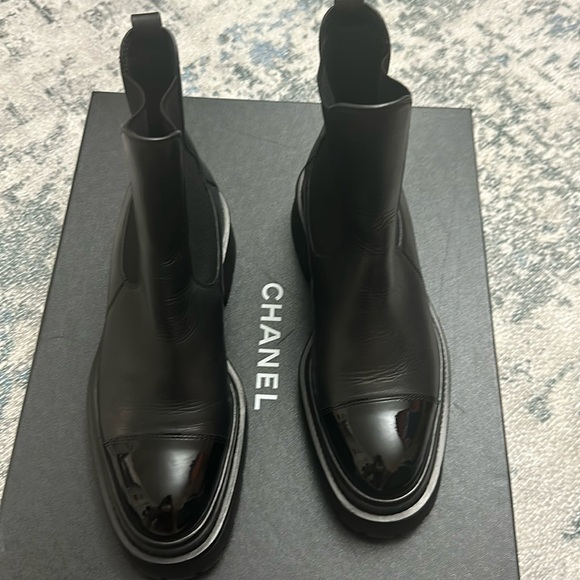 CHANEL Shoes - Chanel Short Ankle Boots 37.5 patent lug bottom